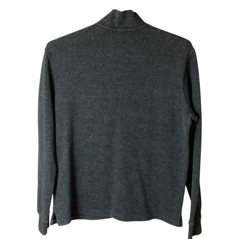 Polo Ralph Lauren Men’s Gray Cotton Quarter Zip Sweater Red Pony Sz Large Heavyw